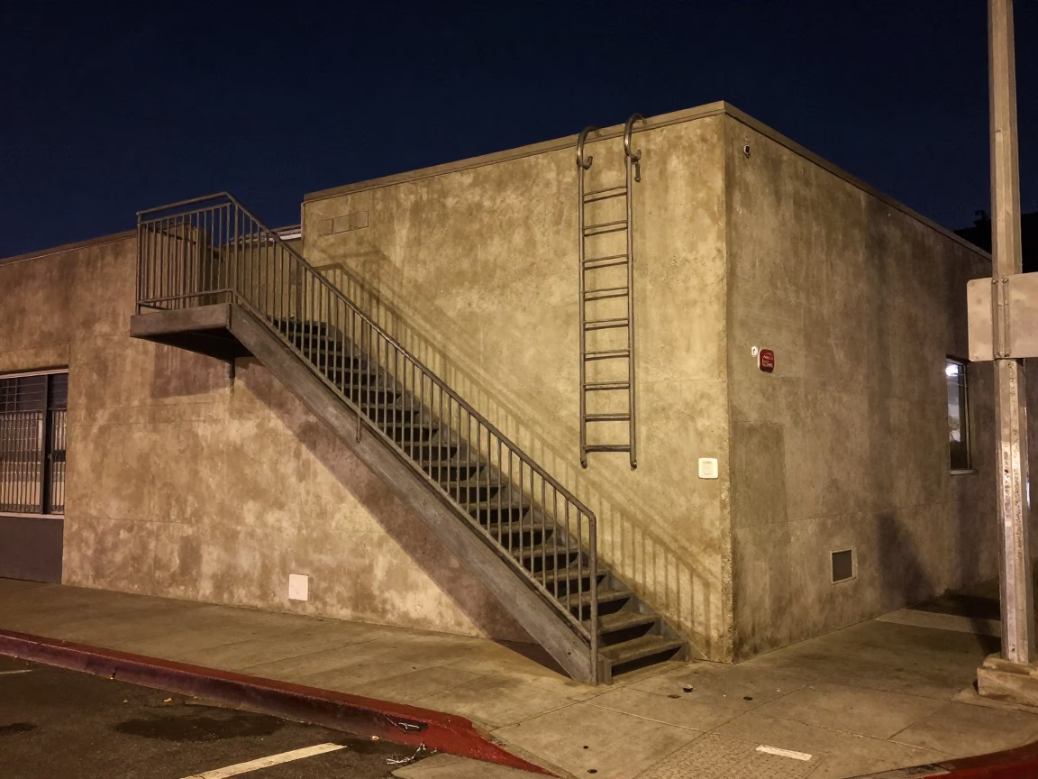 San Diego Nightlife Street Corner with Stair Rail and Ladder Chair in in San Diego, California, United States