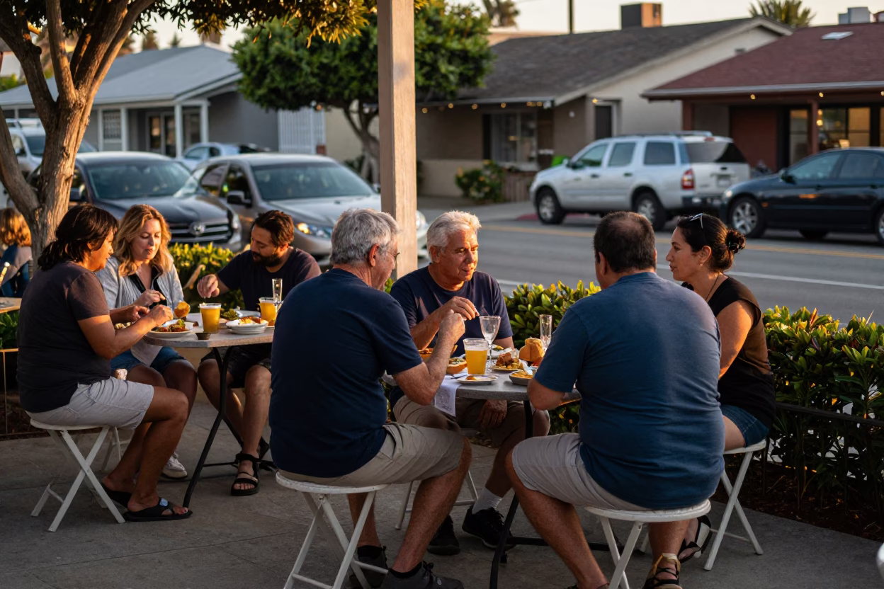 San Diego Patio Dinner at Evening Light in in San Diego, California, United States