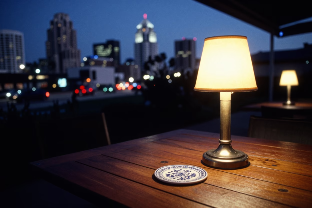 San Diego Patio Evening with Table Lamps and Coaster in in San Diego, California, United States