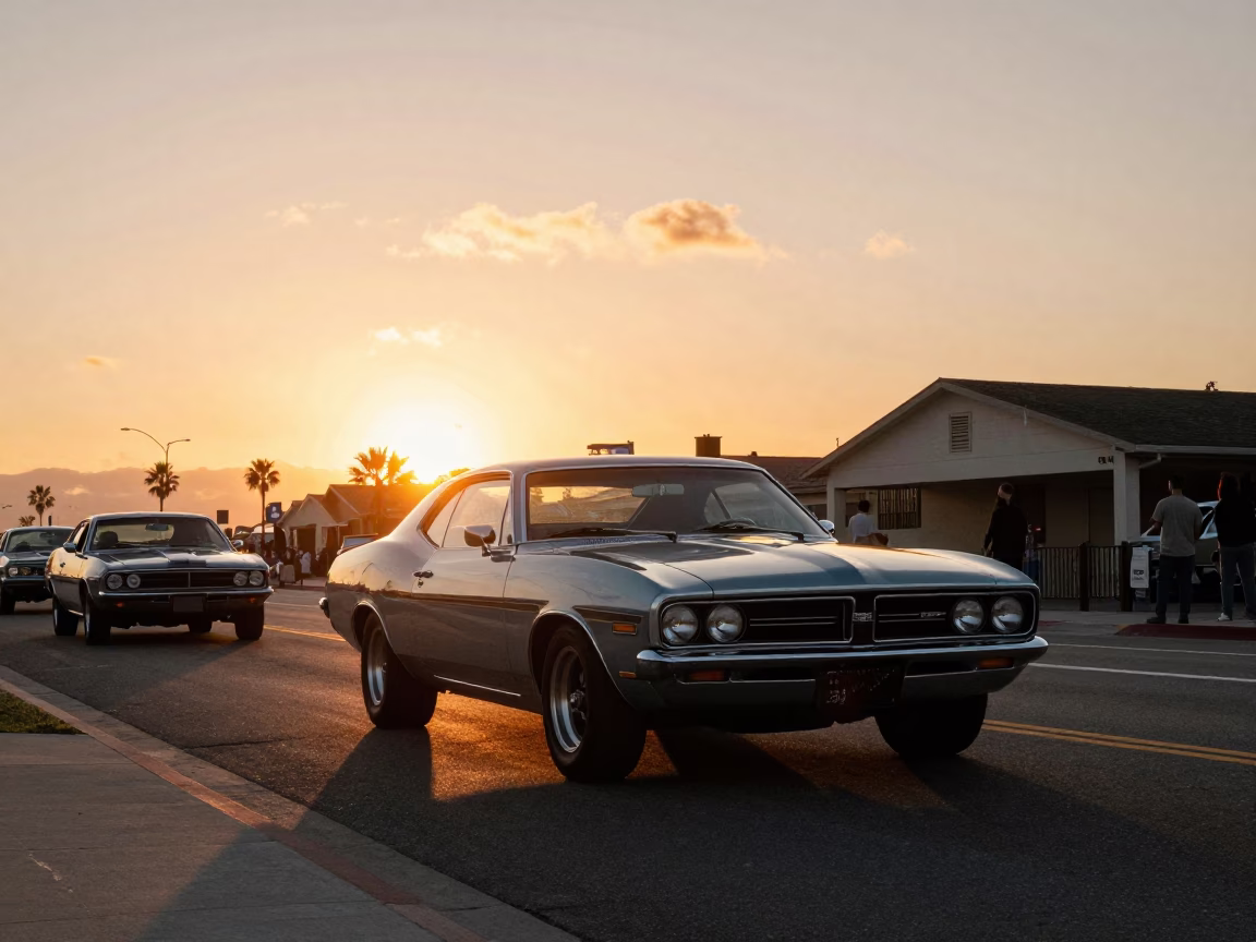 San Diego Rally Sunset at As The Sun Drops Toward The Horizon in in San Diego, California, United States