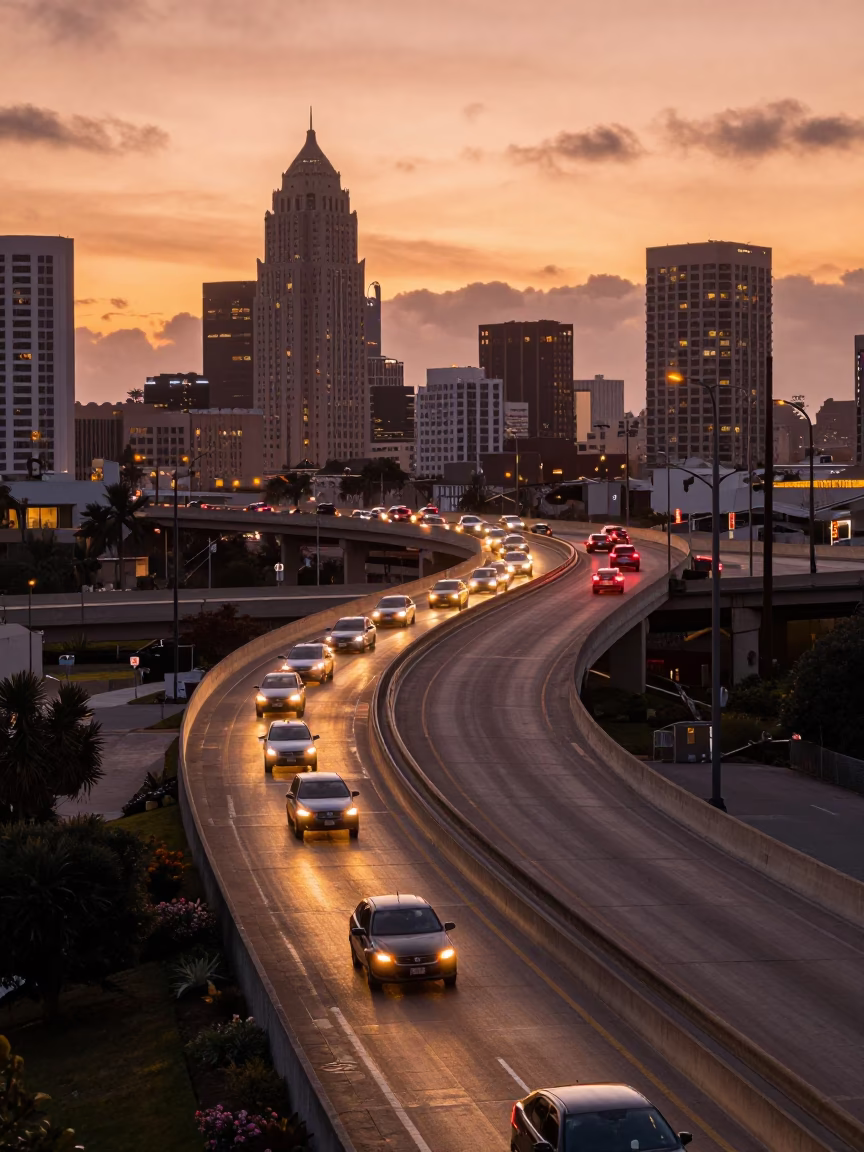 San Diego Split Lit at Copper-toned Light Before Dusk in in San Diego, California, United States