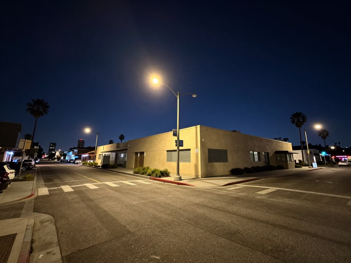 San Diego Street Corner at The Deepest Night Sky Light in in San Diego, California, United States