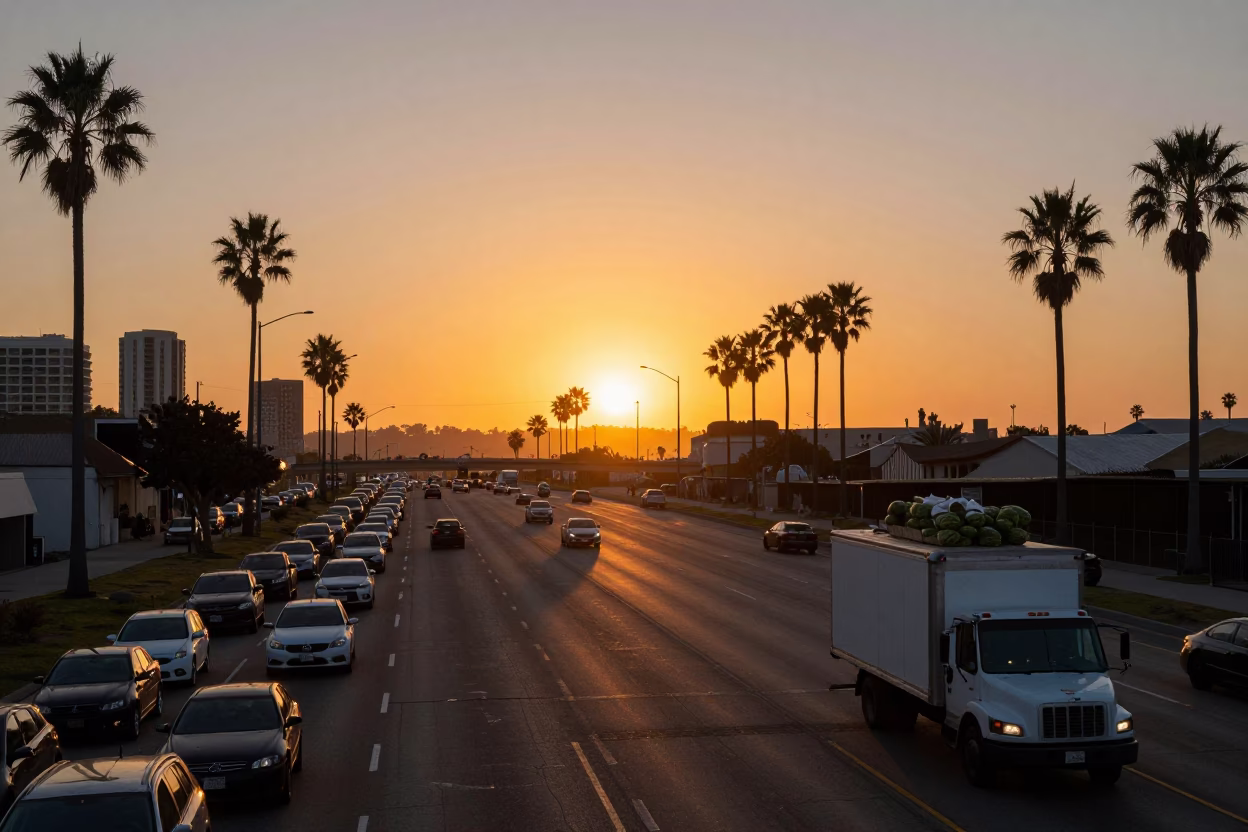 San Diego Sunset Embarcadero at As The Sun Drops Toward The Horizon in in San Diego, California, United States