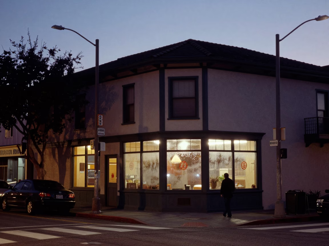 San Diego Twilight Street Scene with Condensation on Glass and Newspaper Stack in in San Diego, California, United States