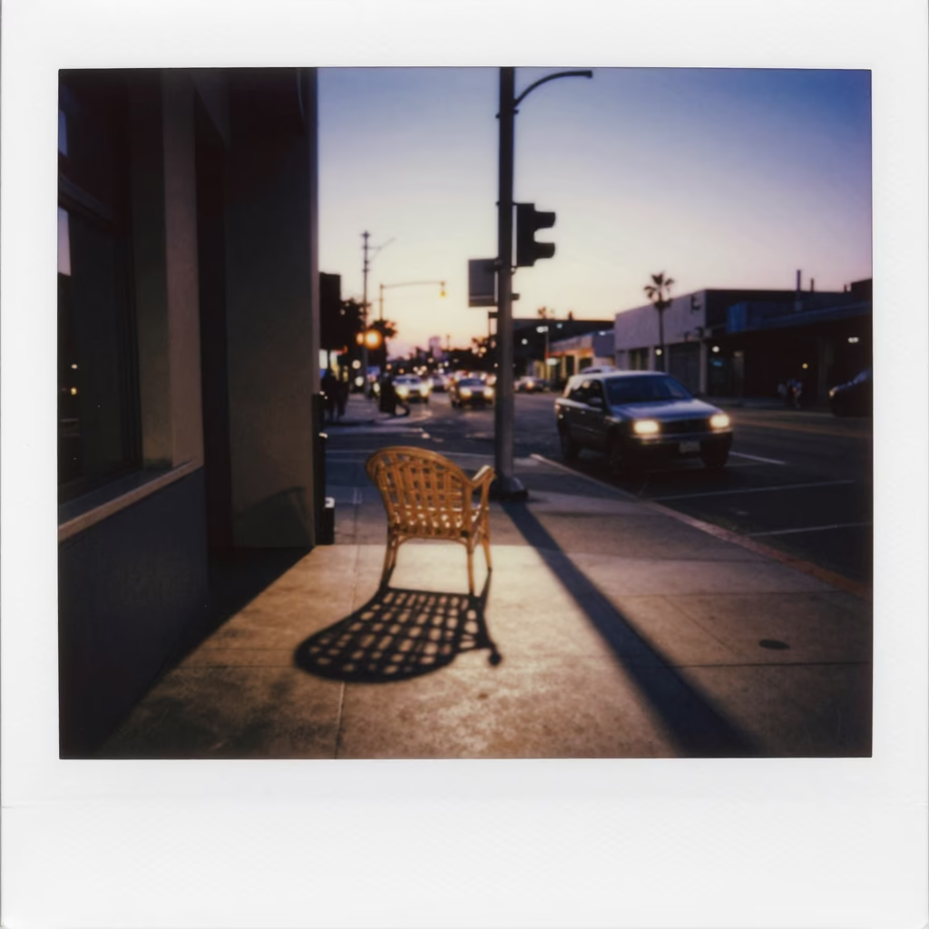 San Diego Twilight Street Scene with Wicker Shadow and Substation Fence in in San Diego, California, United States