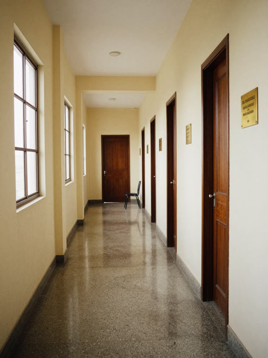 San Fernando Courthouse Hallway Noon Light in in a courthouse corridor in San Fernando de Apure