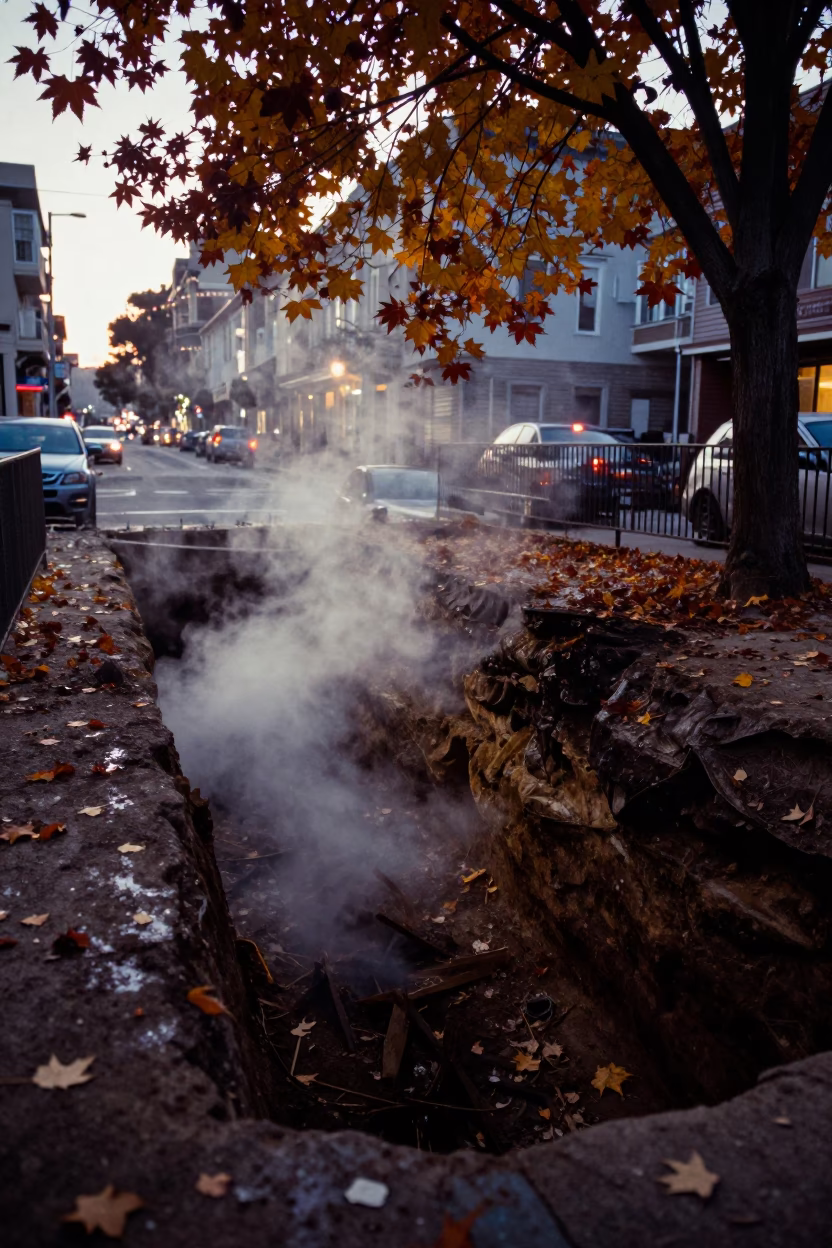 San Francisco Autumn Leaves at The Predawn Darkness Light in in San Francisco, California, United States