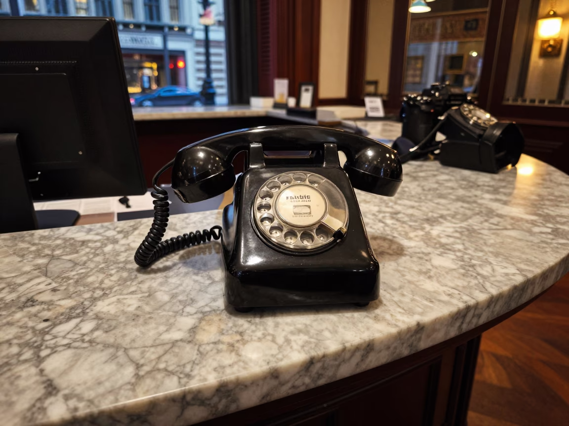 San Francisco Bakelite Telephone at As City Lights Begin To Glow in in San Francisco, California, United States