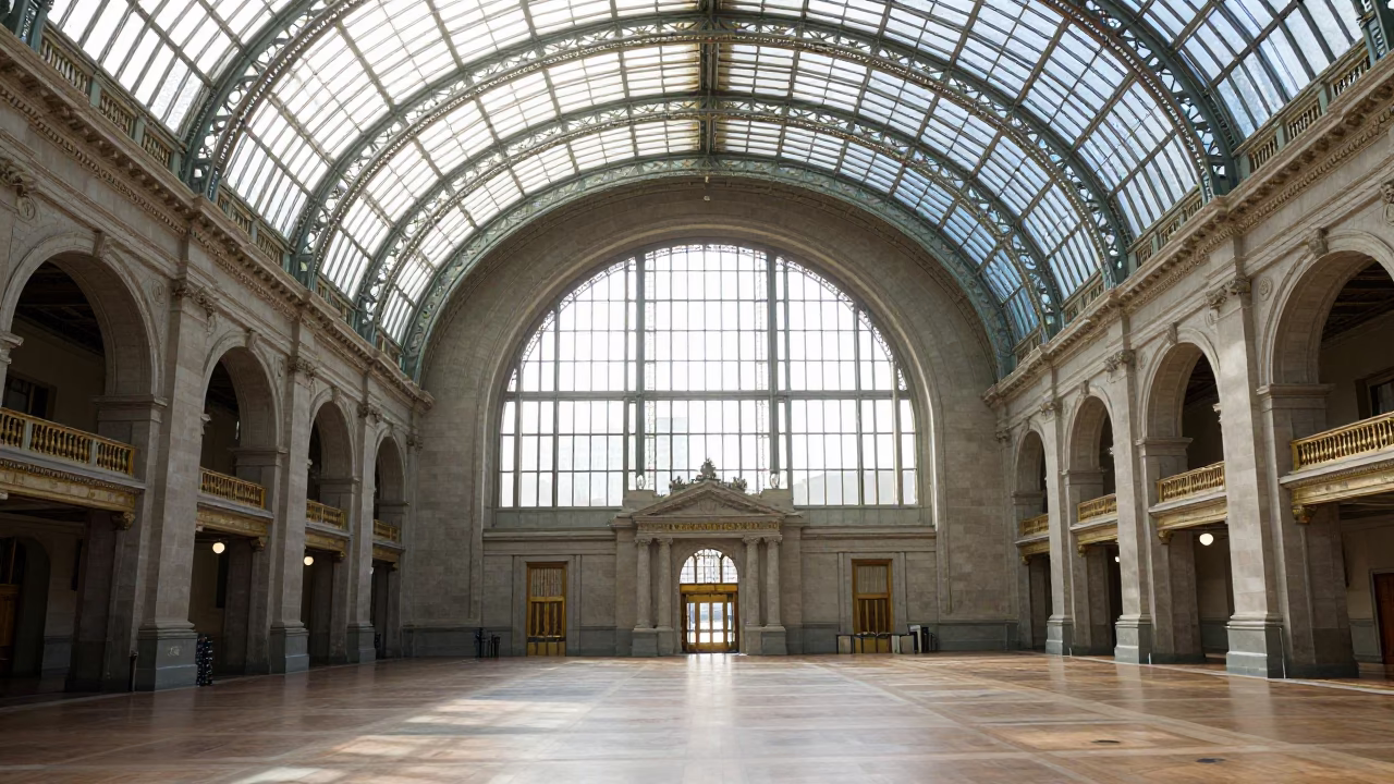 San Francisco Building Interior at The Flat Glare Of Noon Light in in San Francisco, California, United States
