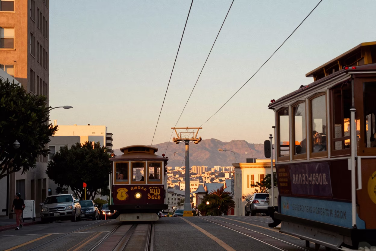 San Francisco Cable Car Wires And Urban Details in in San Francisco, California, United States