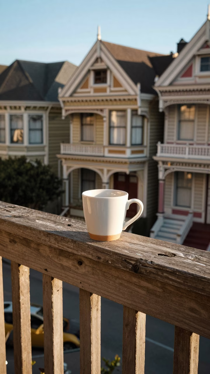 San Francisco Coffee Cup at The Early Afternoon Light in in San Francisco, California, United States