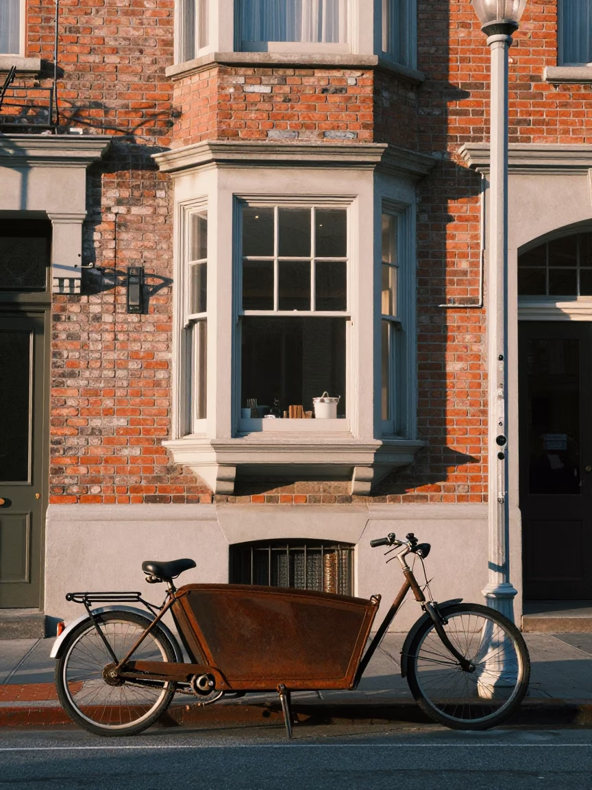 San Francisco Early Morning Street Scene with Vintage Elements and Urban Architecture in in San Francisco, California, United States