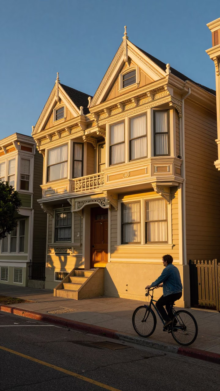 San Francisco Honeyed Evening Light Street Scene with Vintage Details in in San Francisco, California, United States