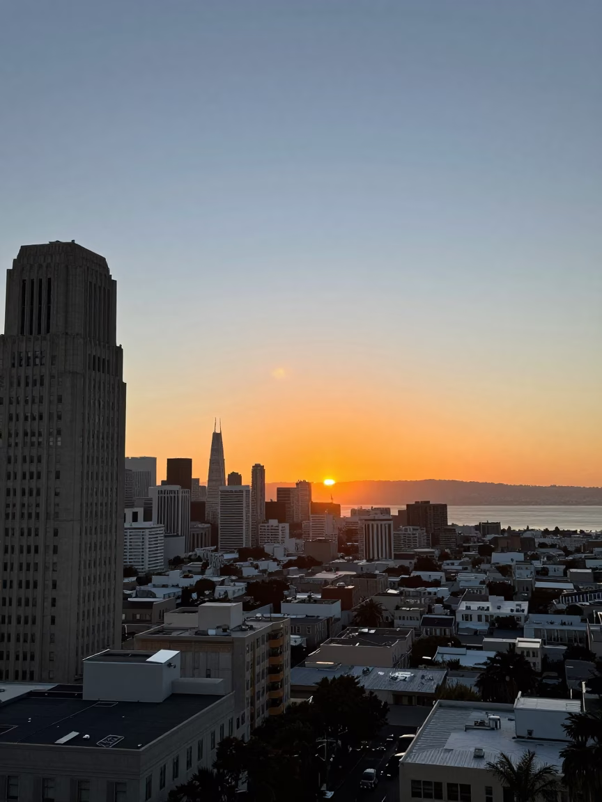 San Francisco Horizon View at As The Sun Drops Toward The Horizon in in San Francisco, California, United States