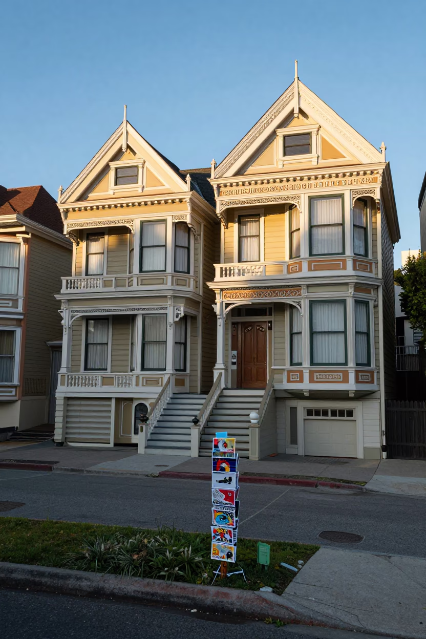 San Francisco House Exterior at As First Light Reaches The Scene in in San Francisco, California, United States