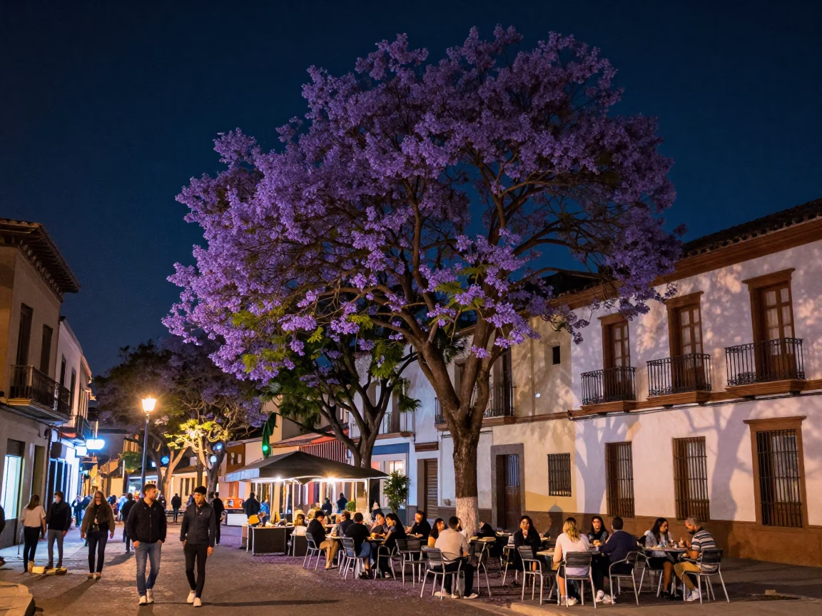 San Francisco in Seville at The Deepest Night Sky Light in in Seville, Spain