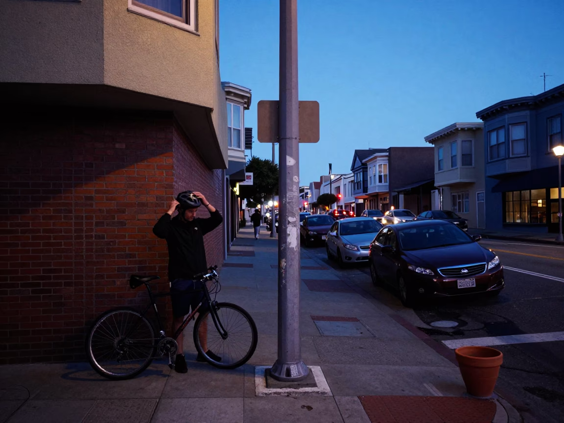 San Francisco Indigo Twilight Street Scene with Local Details in in San Francisco, California, United States