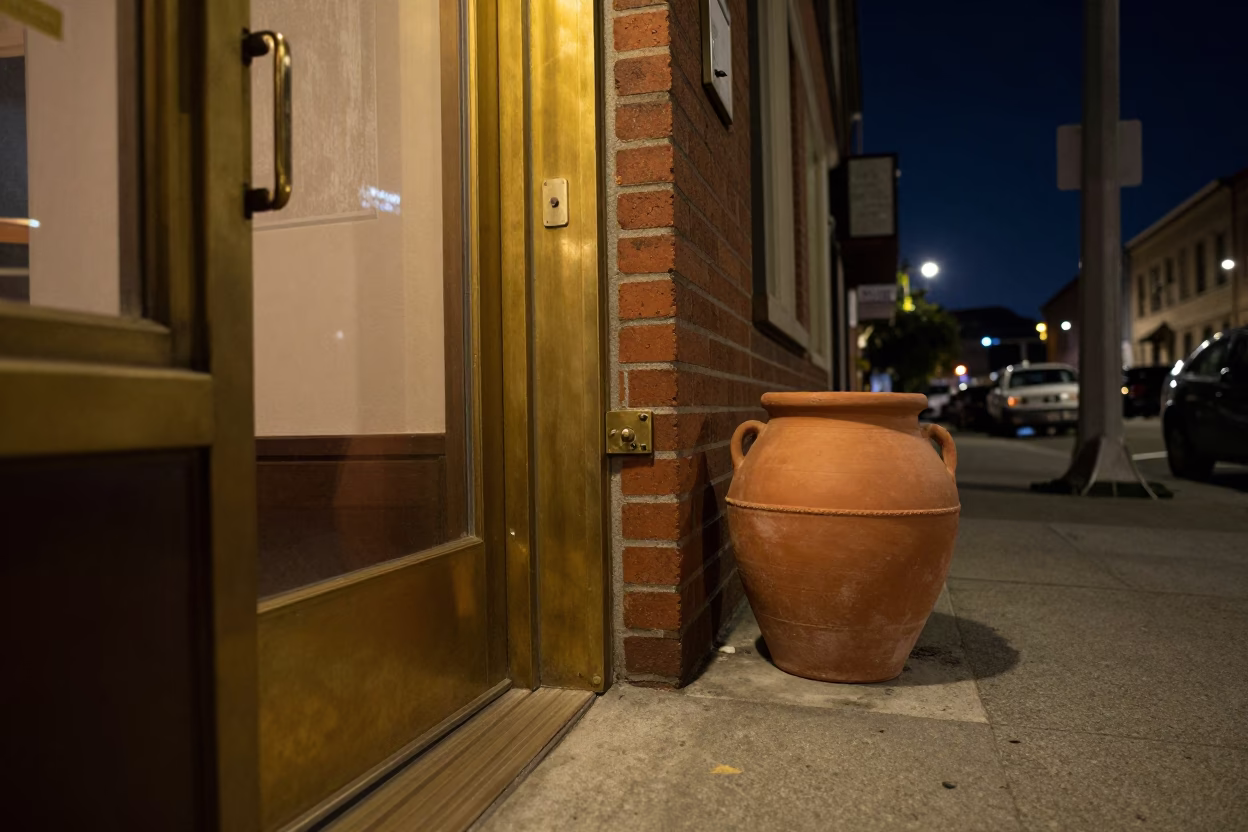 San Francisco Night Street Scene with Deadbolt and Clay Pot Details in in San Francisco, California, United States