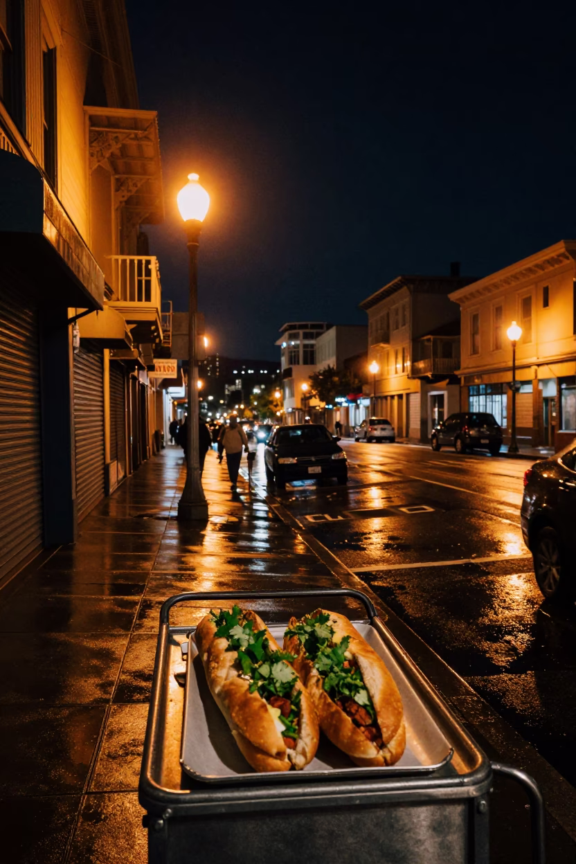 San Francisco Street Scene at Deep In The Night Light in in San Francisco, California, United States