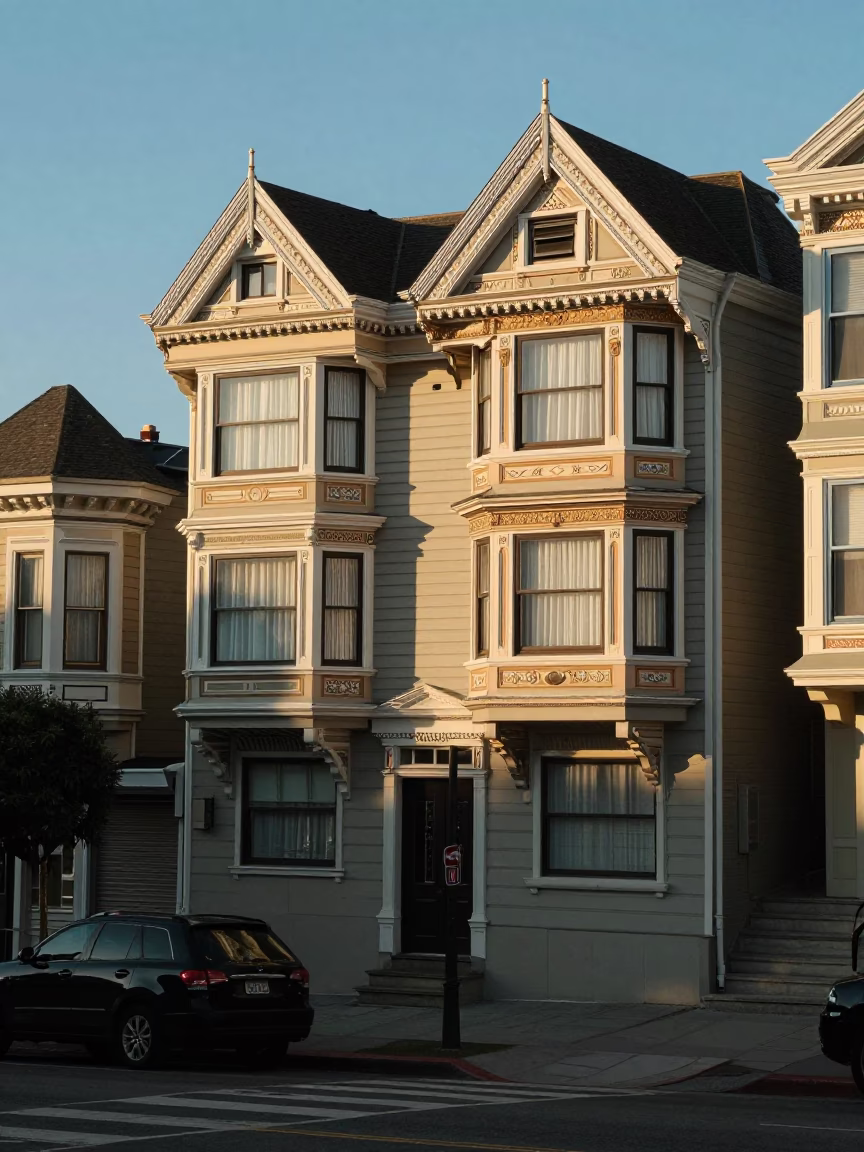 San Francisco Street Scene Early Afternoon with Brushed Steel Hook Plate and Urban Details in in San Francisco, California, United States