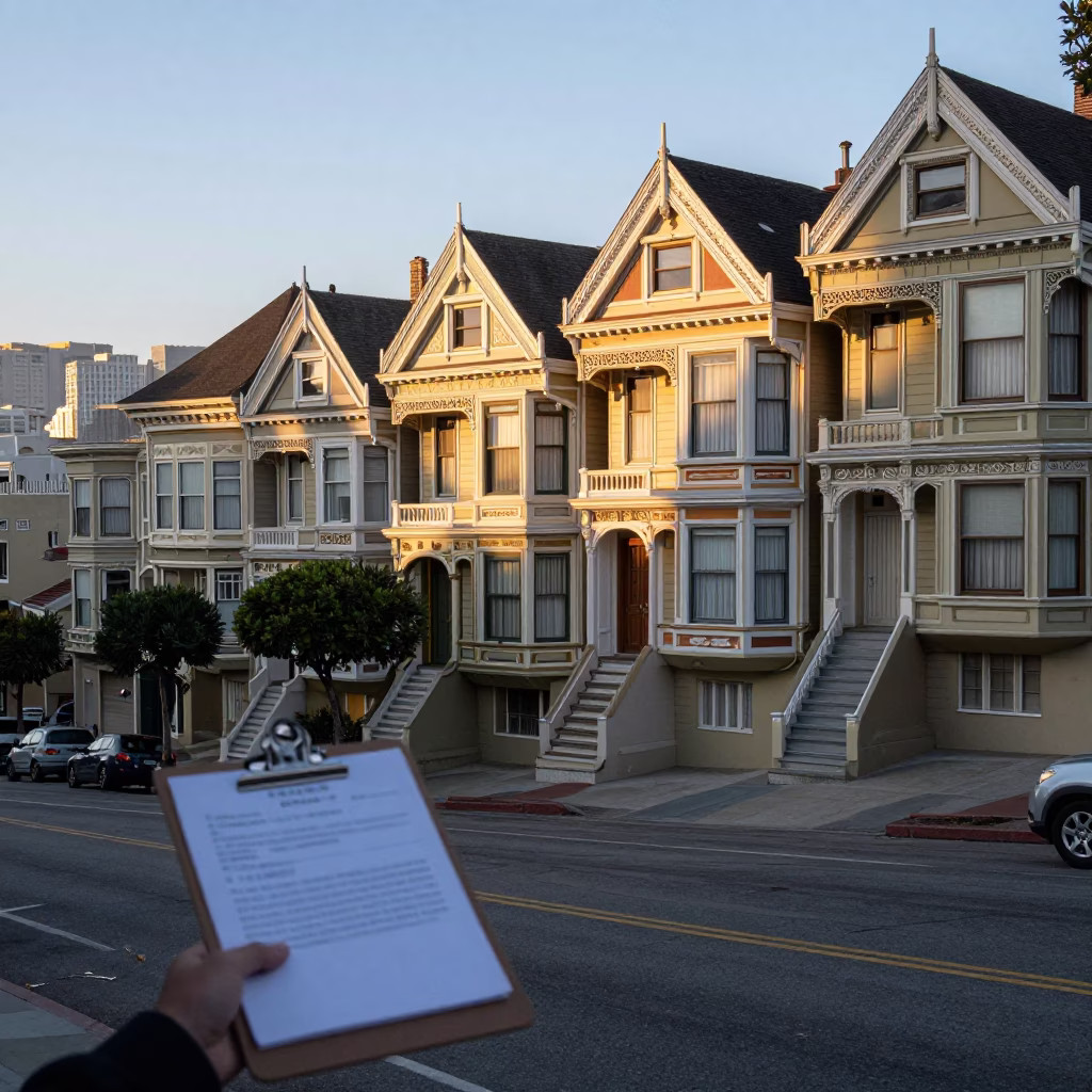 San Francisco Street Scene Early Morning Light with Clipboard and Mirror in in San Francisco, California, United States