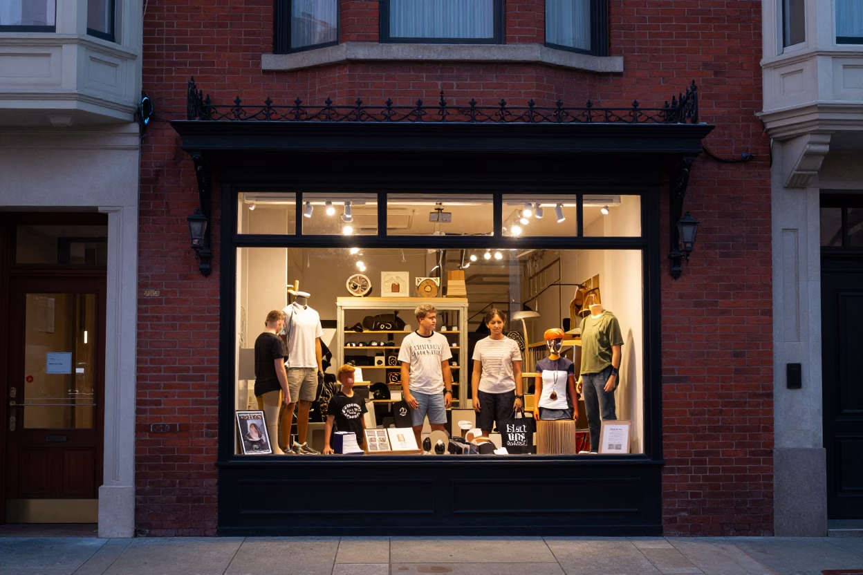 San Francisco Summer Evening Street Scene with Local Shop Display in in San Francisco, California, United States