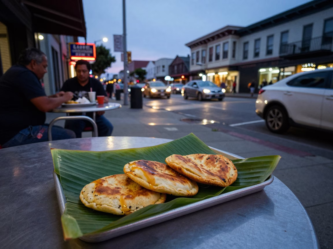 San Francisco Twilight Street Scene with Food and Urban Details in in San Francisco, California, United States