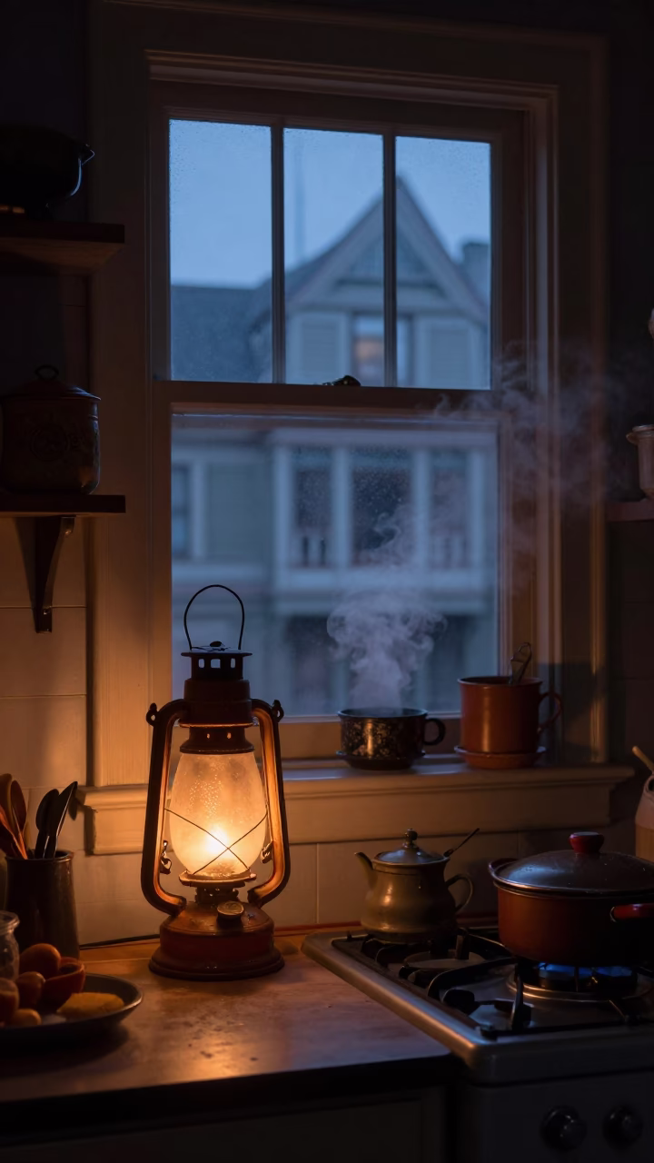 San Francisco Victorian Interior Before Dawn with Steam and Vintage Decor in in San Francisco, California, United States