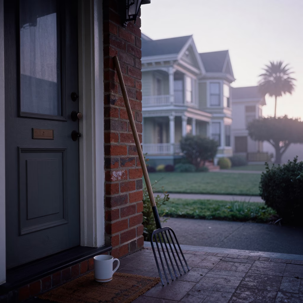 San Francisco Victorian Porch Dawn Mist and Garden Tools in in San Francisco, California, United States