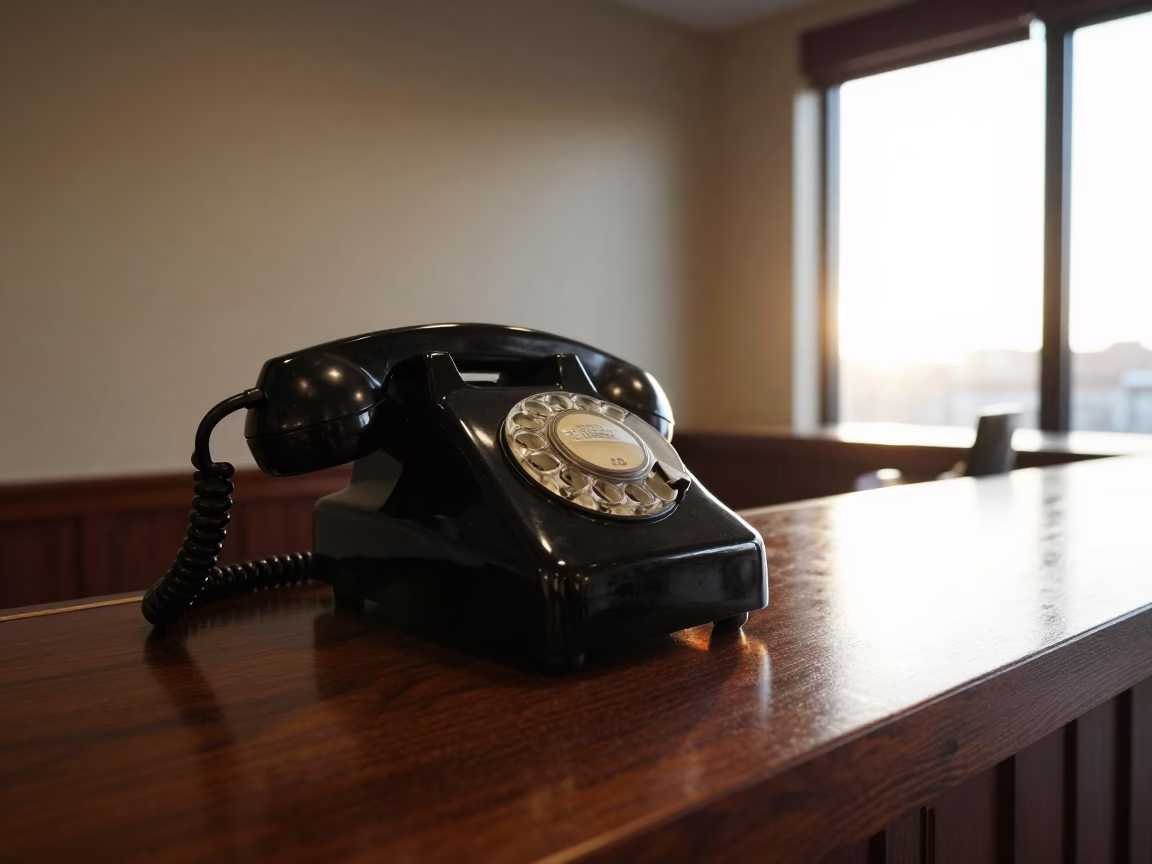 San Francisco Vintage Bakelite Telephone on Hotel Reception Desk Just After Sunrise in in San Francisco, California, United States