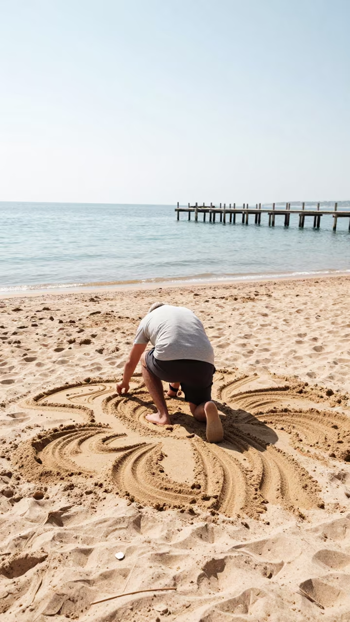 Sand Artist Creating at Varos Beach Split in in Varos, Split