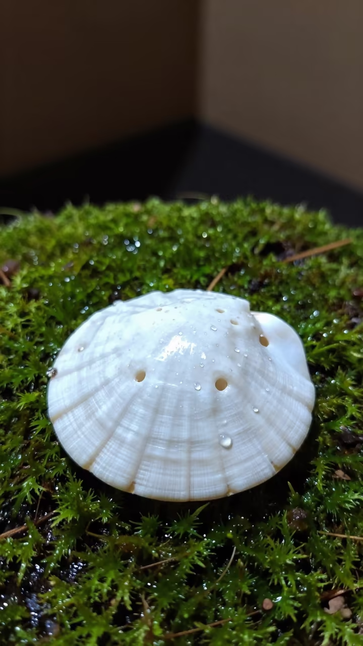 Sand Dollar on Dew Moss in Aswan Evening in on dew-soaked moss in Aswan