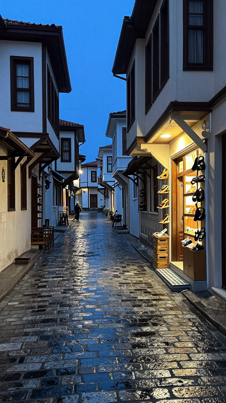 Sandals in Izmir at Blue Hour in in Izmir, Turkey