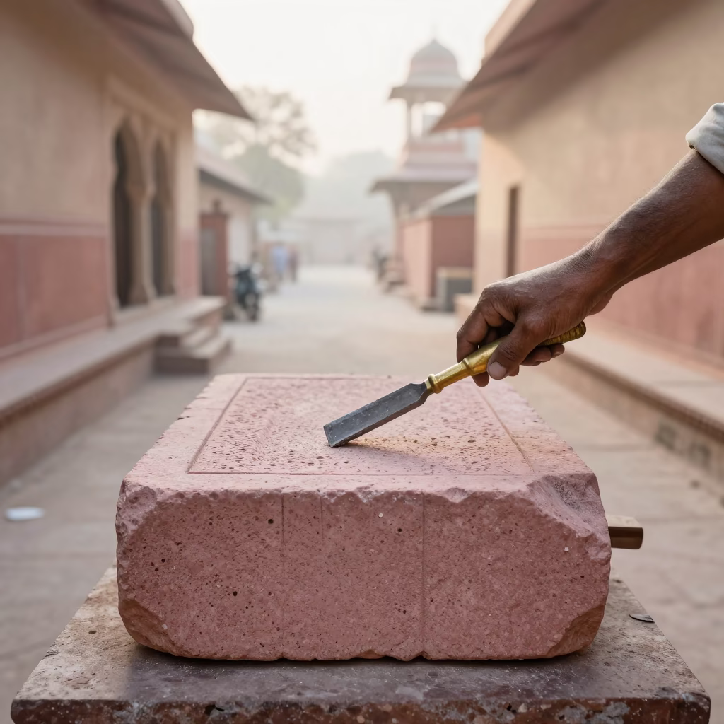 Sandstone Block in Jaipur in in Jaipur, India