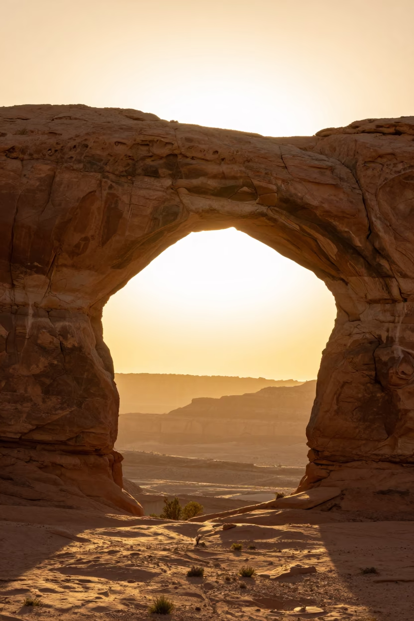 Sandstone Canyon Natural Bridge Sunset Silhouette in near Cairo