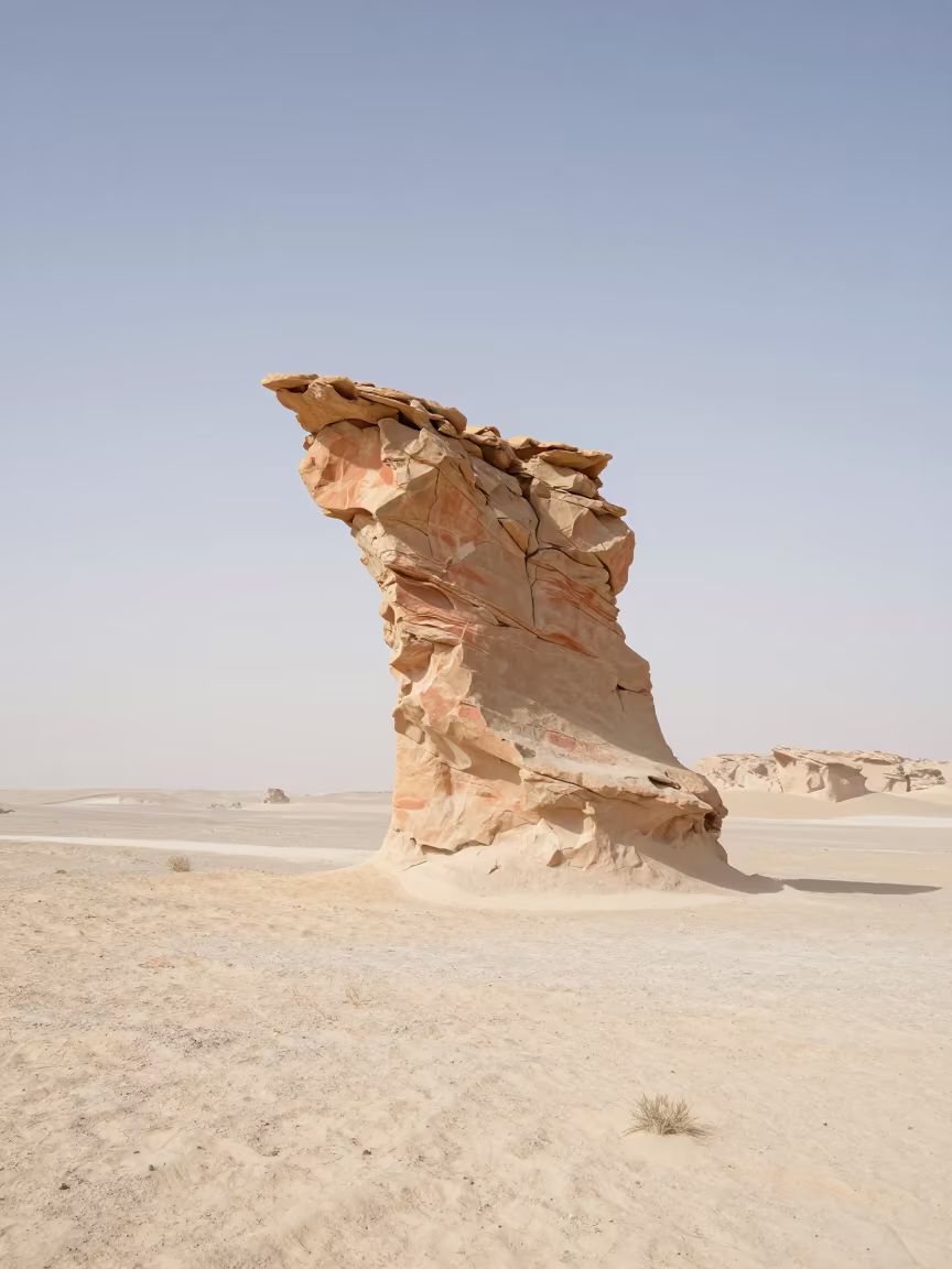 Sandstone Hoodoo Rising from Desert Valley Near Cairo in across a wide valley floor near Cairo