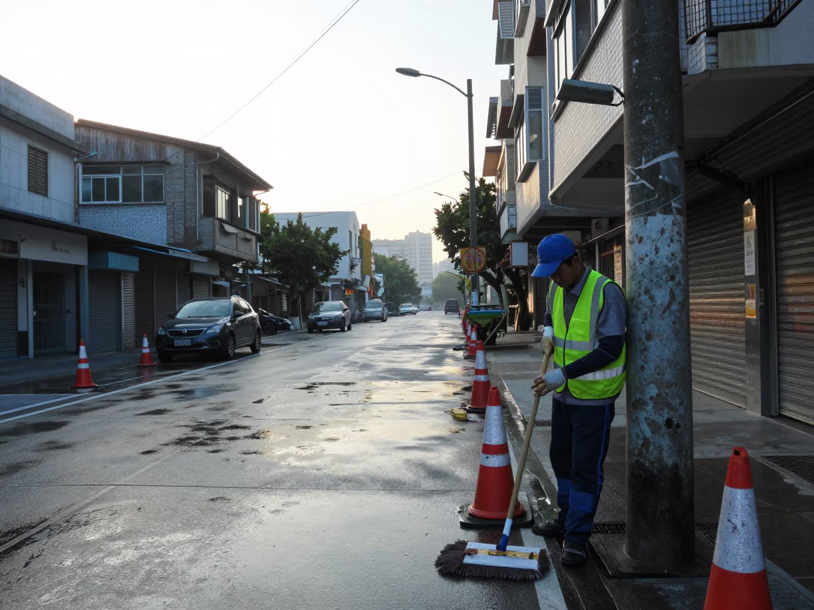 Sanitation Worker in Kaohsiung in in Kaohsiung, Taiwan