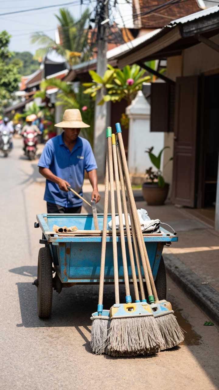 Sanitation Worker in Luang Prabang in in Luang Prabang, Laos