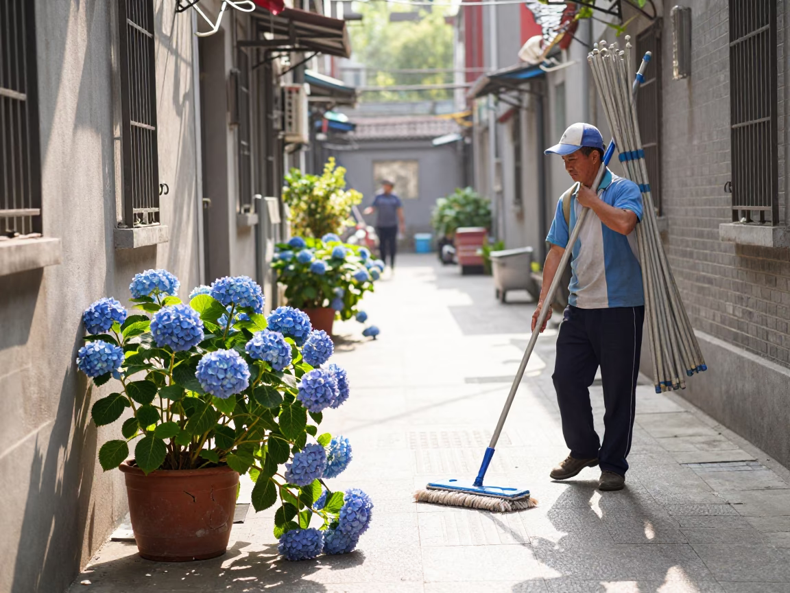Sanitation Worker in Shanghai in in Shanghai, China