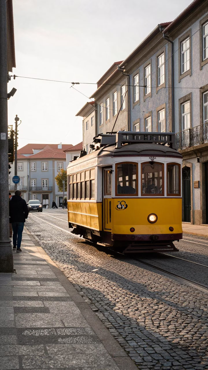 Santa Catarina just after sunrise in Porto in in Porto, Portugal