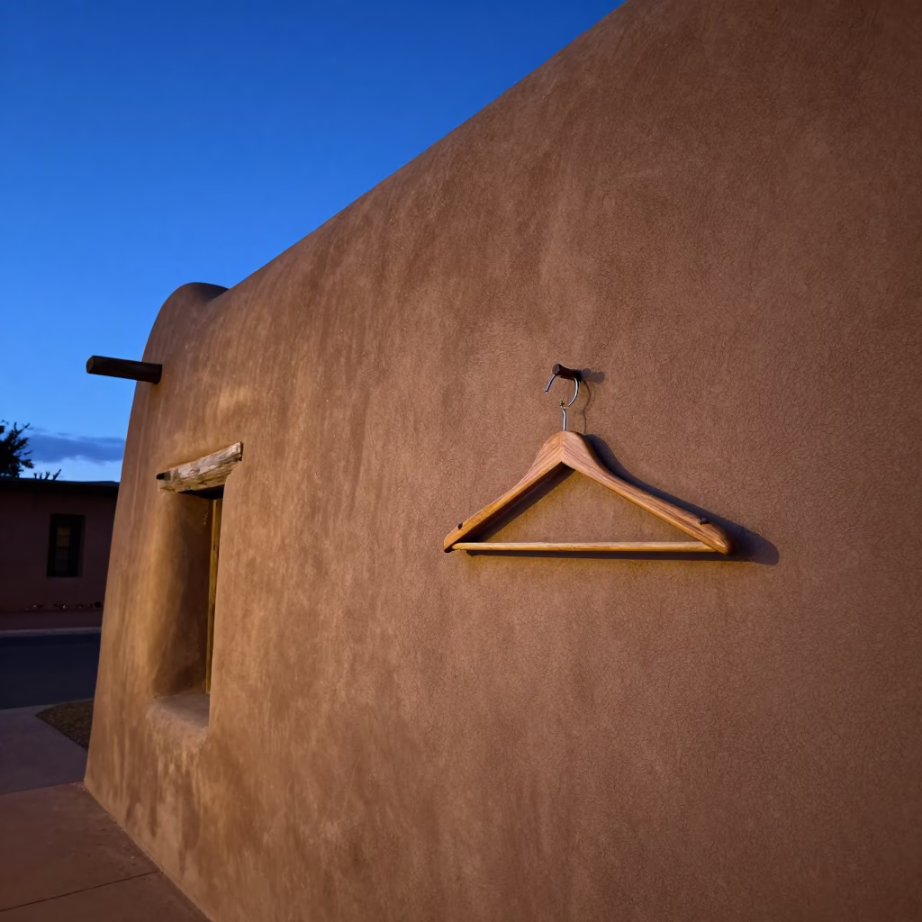 Santa Fe Adobe Architecture at Twilight in in Santa Fe, New Mexico, United States