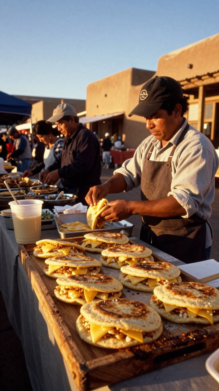 Santa Fe Arepas at Honeyed Evening Light in in Santa Fe, New Mexico, United States