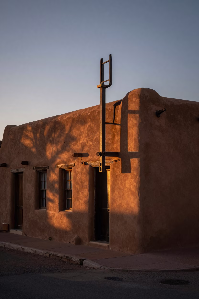 Santa Fe Hand Fork at The Predawn Darkness Light in in Santa Fe, New Mexico, United States