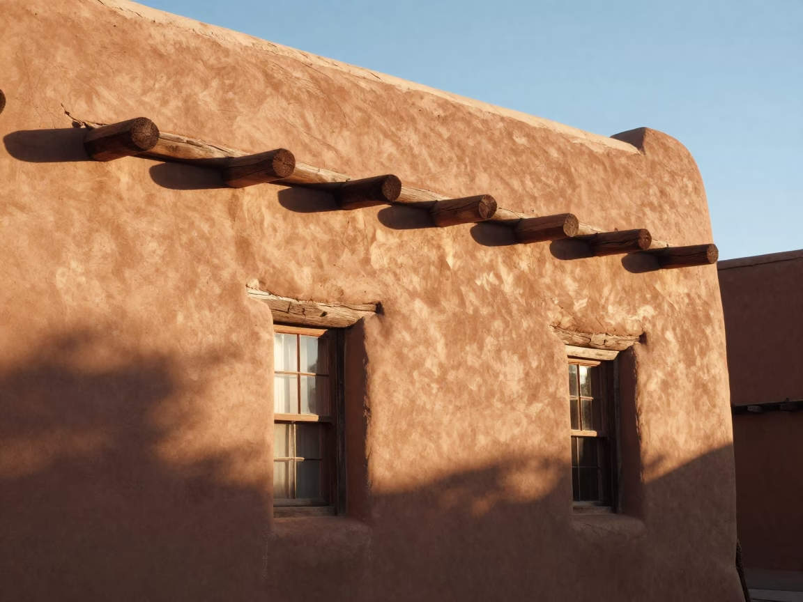 Santa Fe New Mexico Late Morning Adobe Architecture and Traditional Life in in Santa Fe, New Mexico, United States