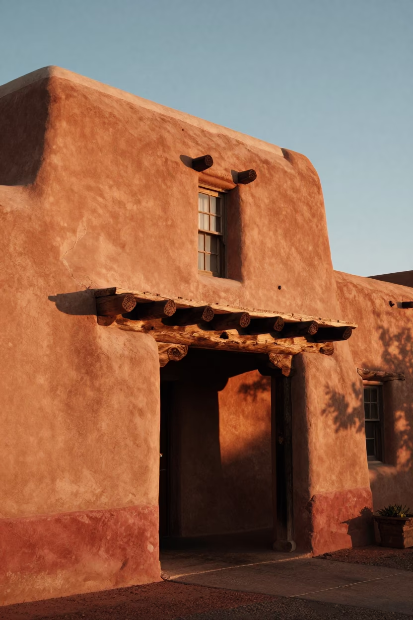 Santa Fe New Mexico Plaza Adobe Architecture Golden Hour Life in in Santa Fe, New Mexico, United States