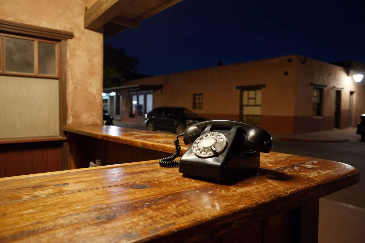 Santa Fe Street Scene at Late At Night Light in in Santa Fe, New Mexico, United States