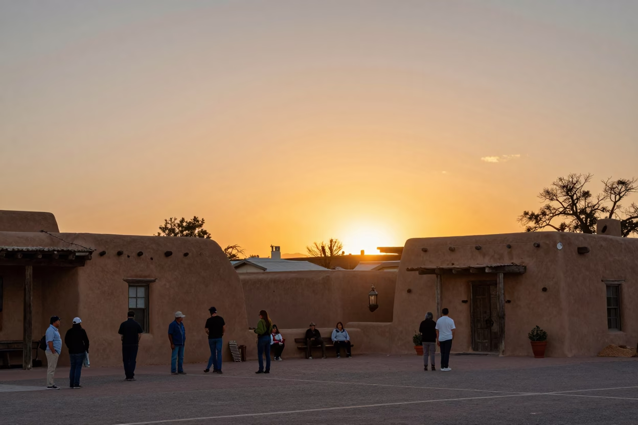 Santa Fe Sunset Gathering at As The Sun Drops Toward The Horizon in in Santa Fe, New Mexico, United States