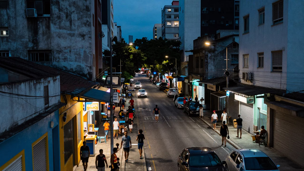 São Paulo Above Street at The Last Blue Light Of Evening in in São Paulo, Brazil
