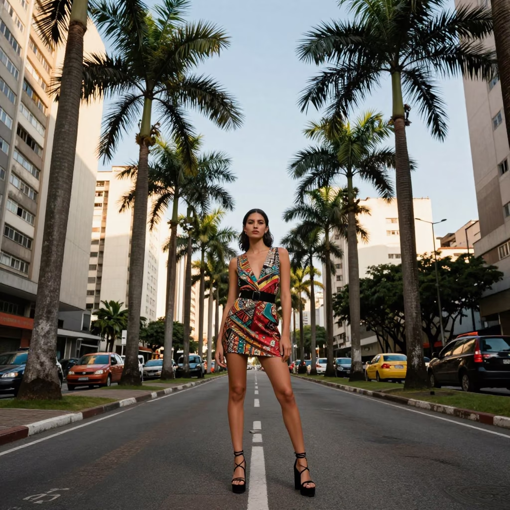 São Paulo Fashion Portrait at The Early Afternoon Light in in São Paulo, Brazil