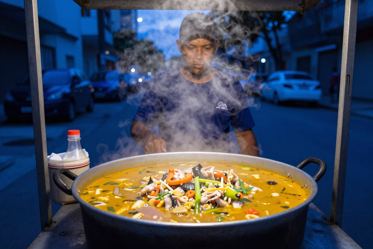 São Paulo Food Scene at The Last Blue Light Of Evening in in São Paulo, Brazil